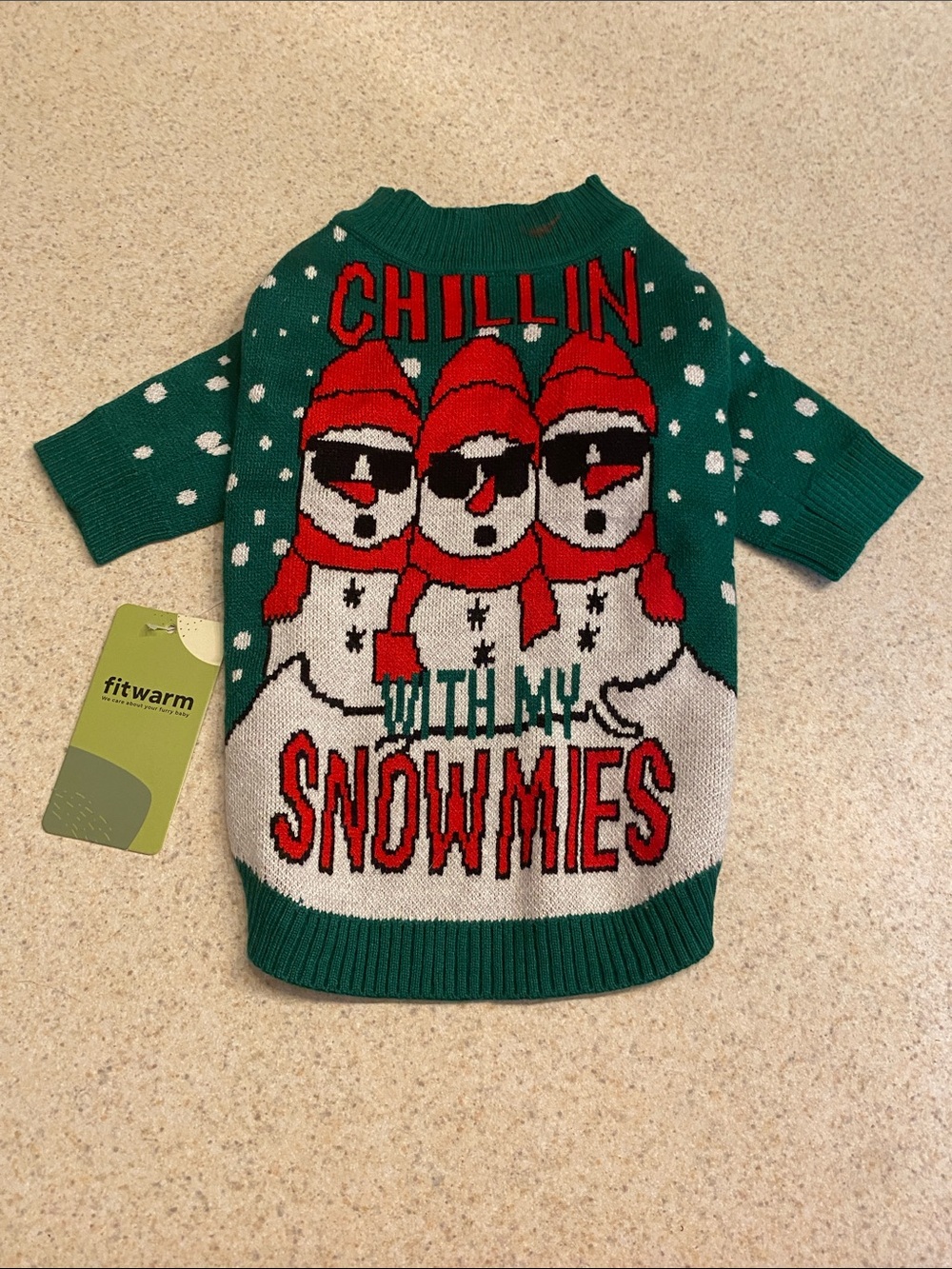 Fitwarm Christmas Dog Sweater Snowman Holiday Festive Cozy NEW